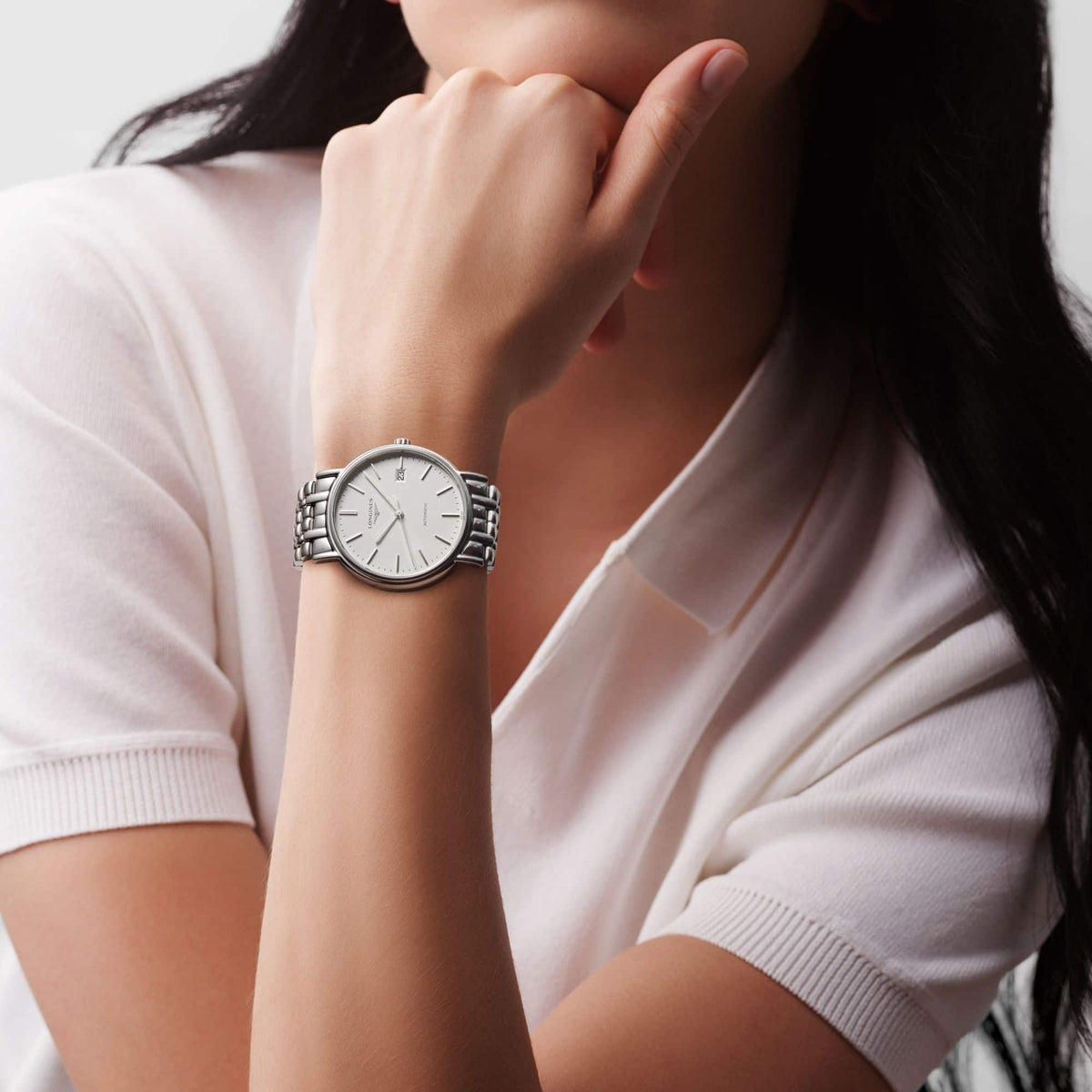 Longines Presence Automatic White Dial Silver Steel Strap Watch for Men - L4.921.4.12.6