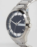 Armani Exchange Hampton Chronograph Black Dial Silver Steel Strap Watch For Men - AX2179