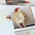 Michael Kors Ritz Chronograph Gold Dial Two Tone Steel Strap Watch For Women - MK6517