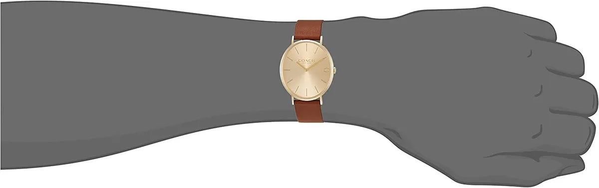 Coach Charles Gold Dial Brown Leather Strap Watch for Women - 14602433