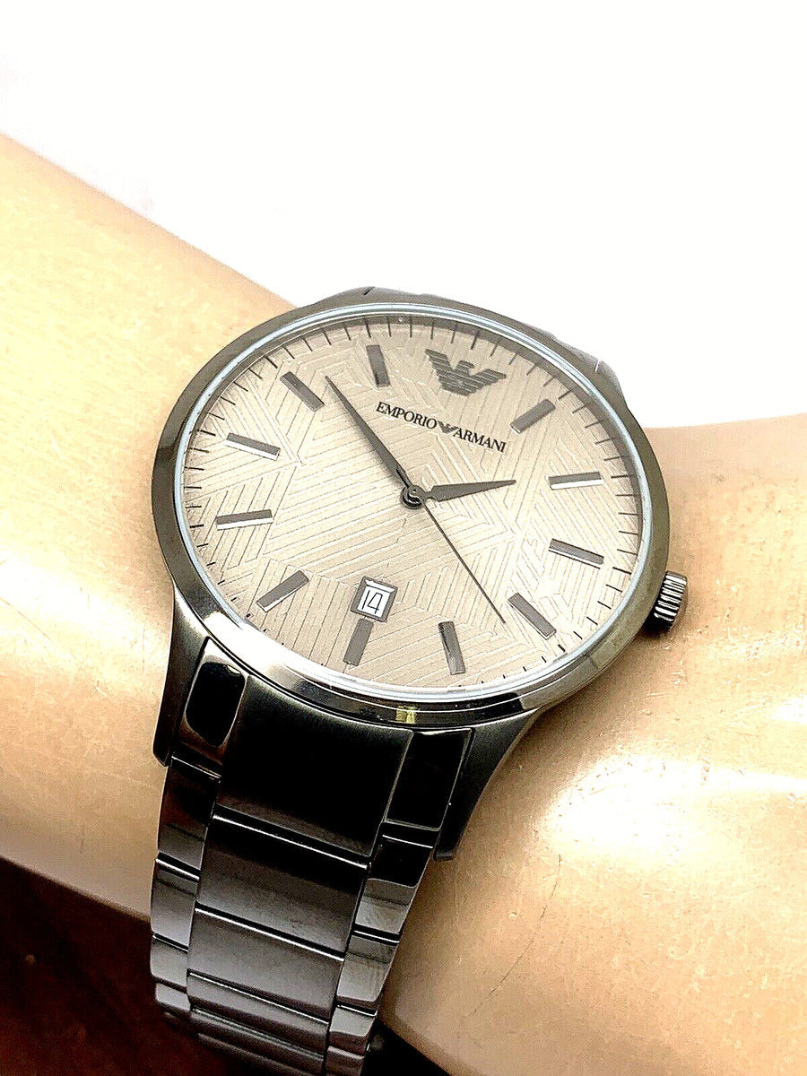 Emporio Armani Renato Quartz Grey Dial Grey Steel Strap Watch For Men - AR11120