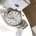 Fossil Townsman White Dial Silver Steel Strap Watch for Men - FS5346