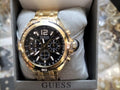 Guess Surge Chronograph Black Dial Gold Steel Strap Watch for Men - W1258G2