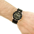 Seiko 5 Sport SKX Automatic Black Dial Black Leather Strap Watch For Men - SRPD76K1
