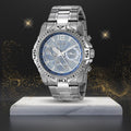 Guess Commander Chronograph Blue Dial Silver Steel Strap Watch for Men - GW0056G2