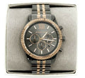 Michael Kors Lexington Chronograph Black Dial Two Tone Steel Strap Watch for Men - MK8561