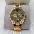 Michael Kors Janelle Chronograph Gold Dial Gold Steel Strap Watch For Men - MK8995