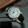 Citizen Eco Drive Silver Dial Black Leather Strap Watch For Men - AO9000-06B