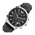 Emporio Armani Renato Chronograph Black Dial Black Leather Strap Watch For Men - AR2447