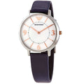 Emporio Armani Kappa White Mother of Pearl Dial Black Leather Strap Watch For Women - AR2509