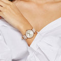 Emporio Armani Analog Grey Dial Pink Leather Strap Watch For Women - AR11126