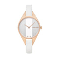 Calvin Klein Rebel White Grey Dial White Leather Strap Watch for Women - K8P236L6