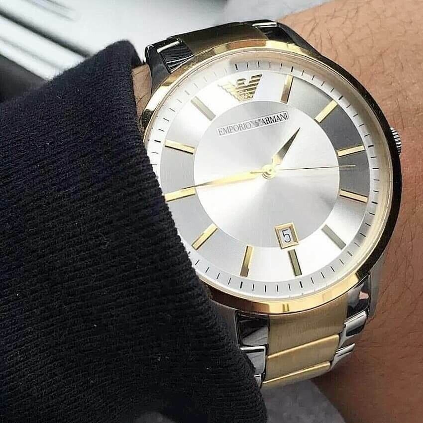 Emporio Armani Renato Silver Dial Two Tone Steel Strap Watch For Men - AR2449