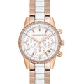 Michael Kors Ritz White Dial Two Tone Steel Strap Watch for Women - MK6324