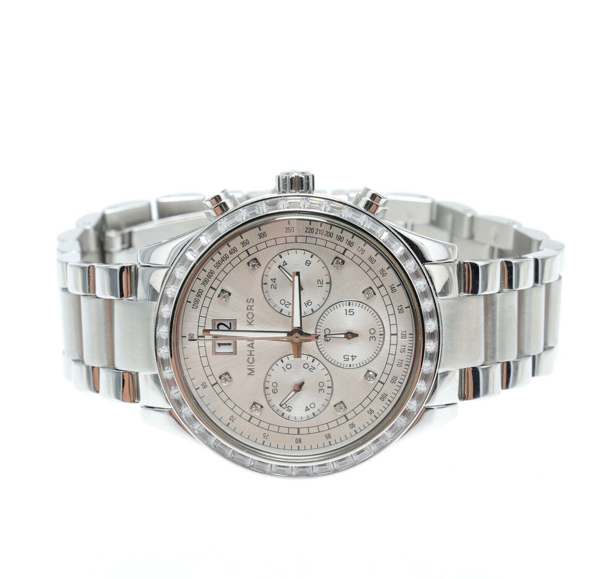 Michael Kors Brinkley Diamonds Silver Dial Silver Steel Strap Watch for Women - MK6186