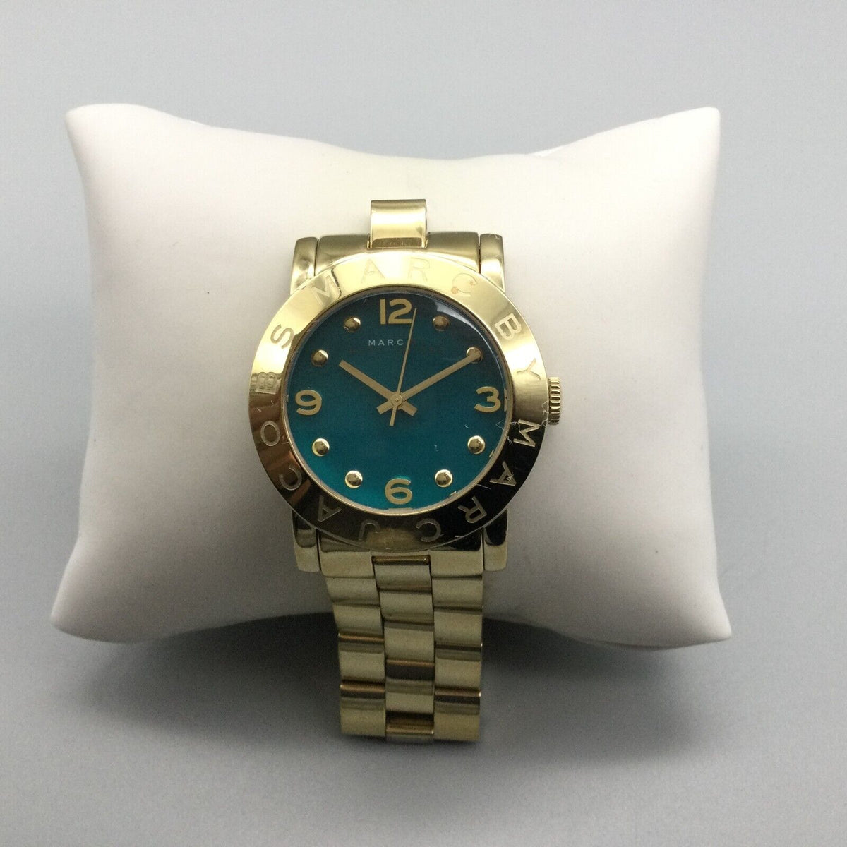 Marc Jacobs Amy Green Dial Gold Steel Strap Watch for Women - MBM8609