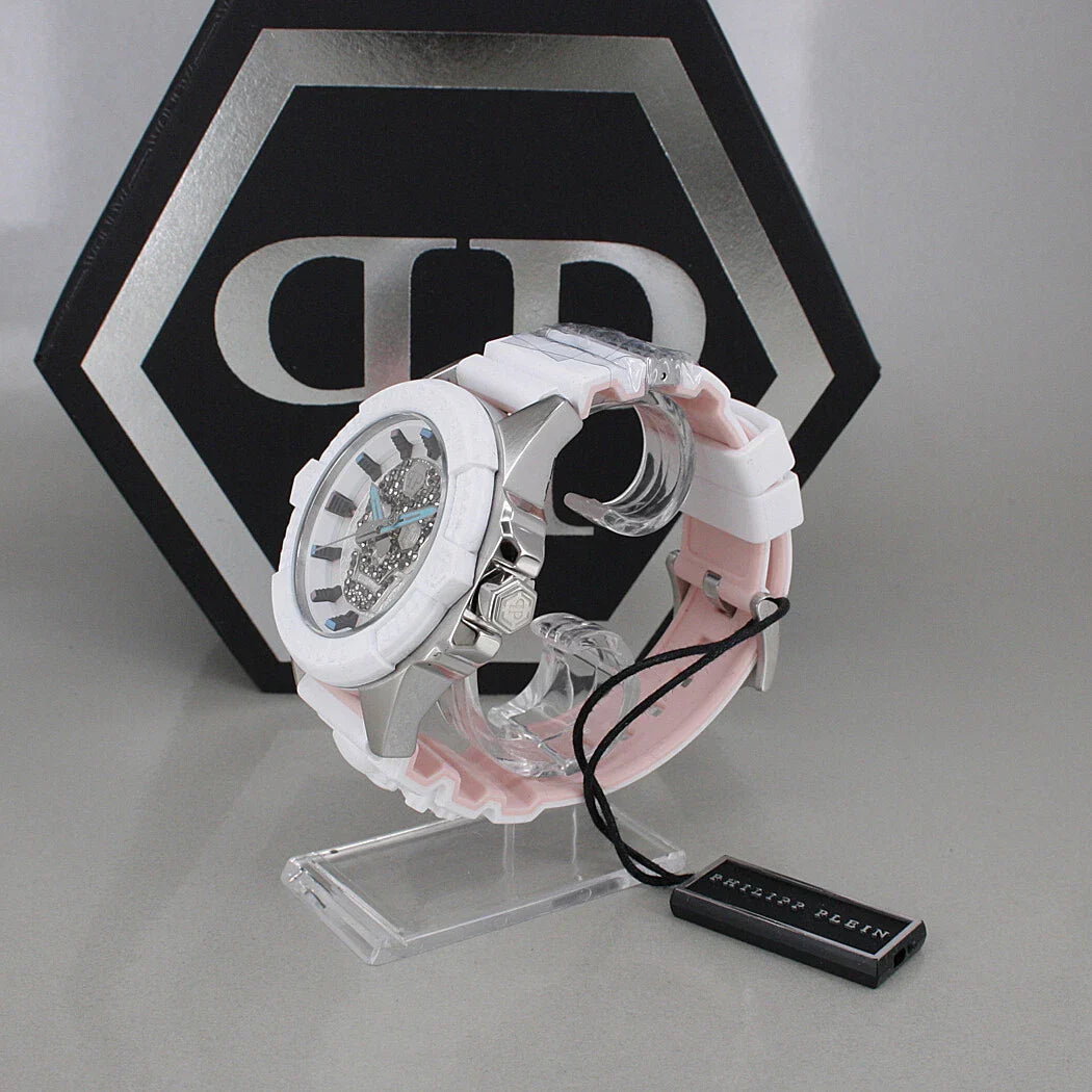 Philipp Plein The Skull White Dial White Silicone Strap Watch for Men - PWAAA1521
