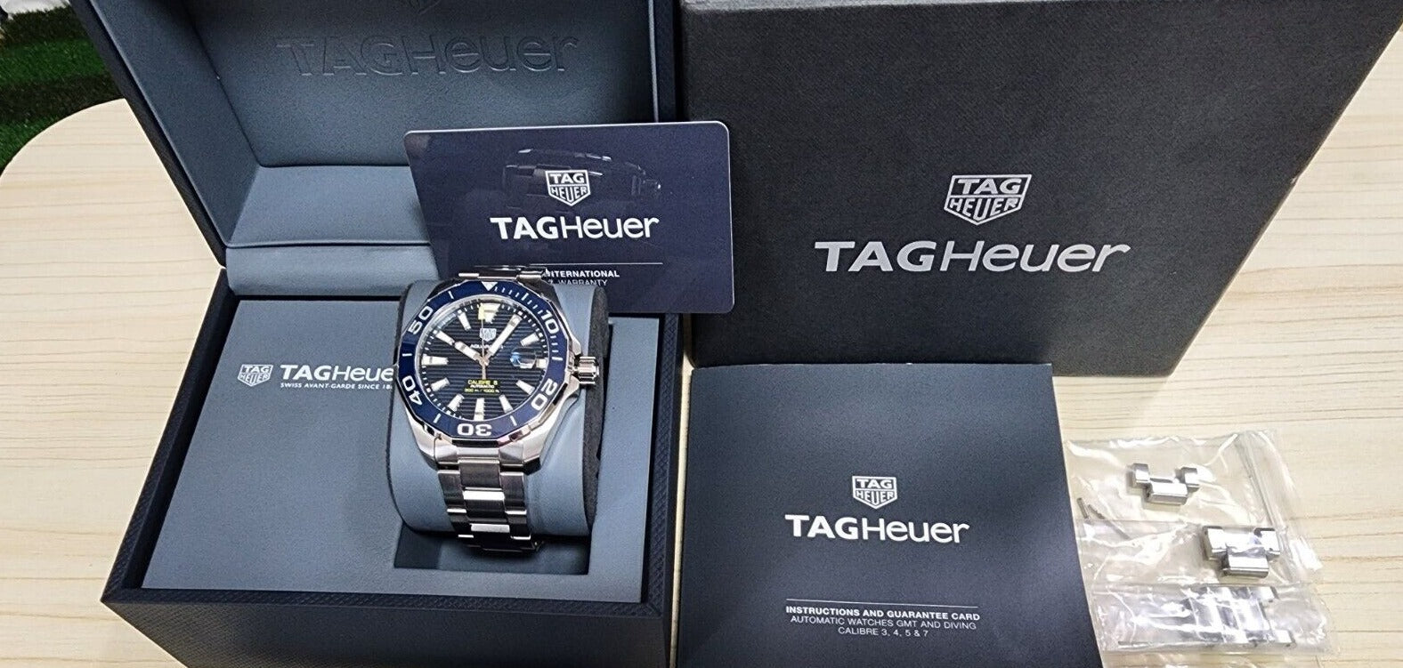 Tag Heuer Aquaracer Calibre 5 Blue Dial Silver Steel Strap Watch for Men - WAY201B.BA0927