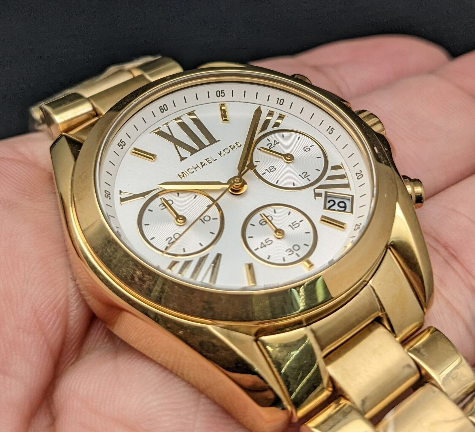 Michael Kors Lexington Quartz Gold Dial Gold Steel Strap Watch For Women - MK6267