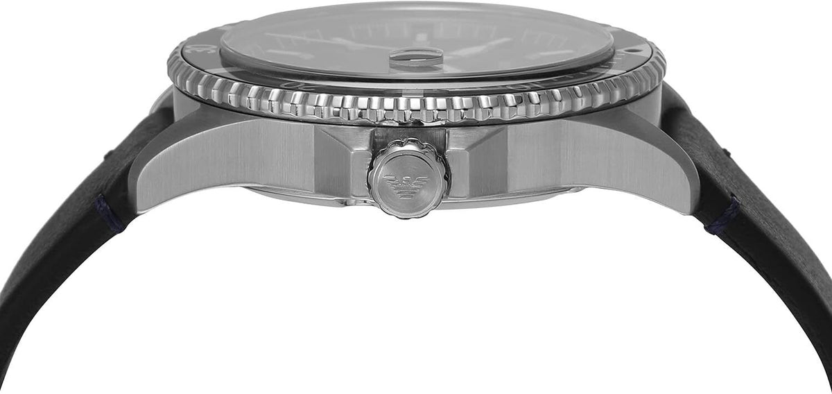 Emporio Armani Diver Three-Hand Quartz Blue Dial Blue Leather Strap Watch For Men - AR11516