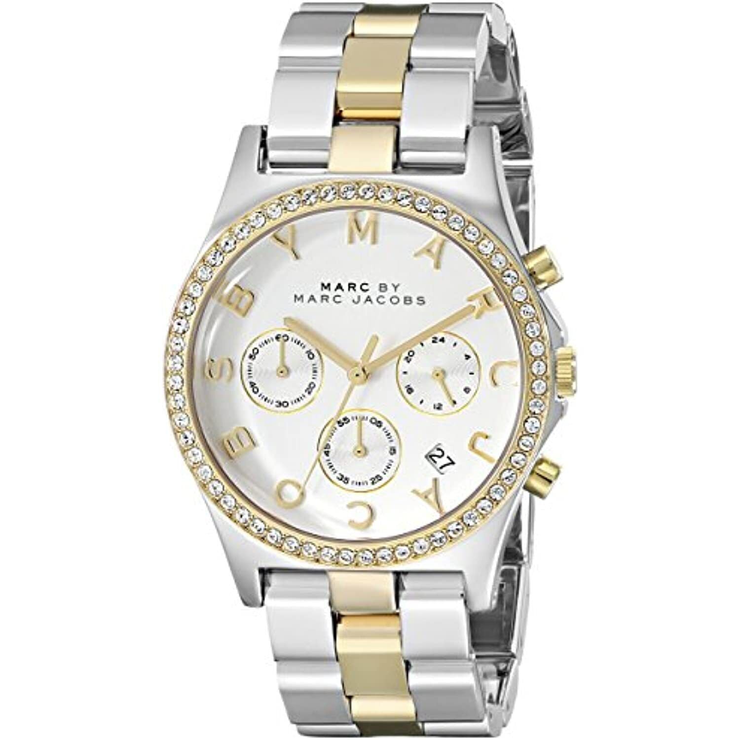 Marc Jacobs Henry Chronograph Silver Dial Two Tone Steel Strap Watch for Women - MBM3197