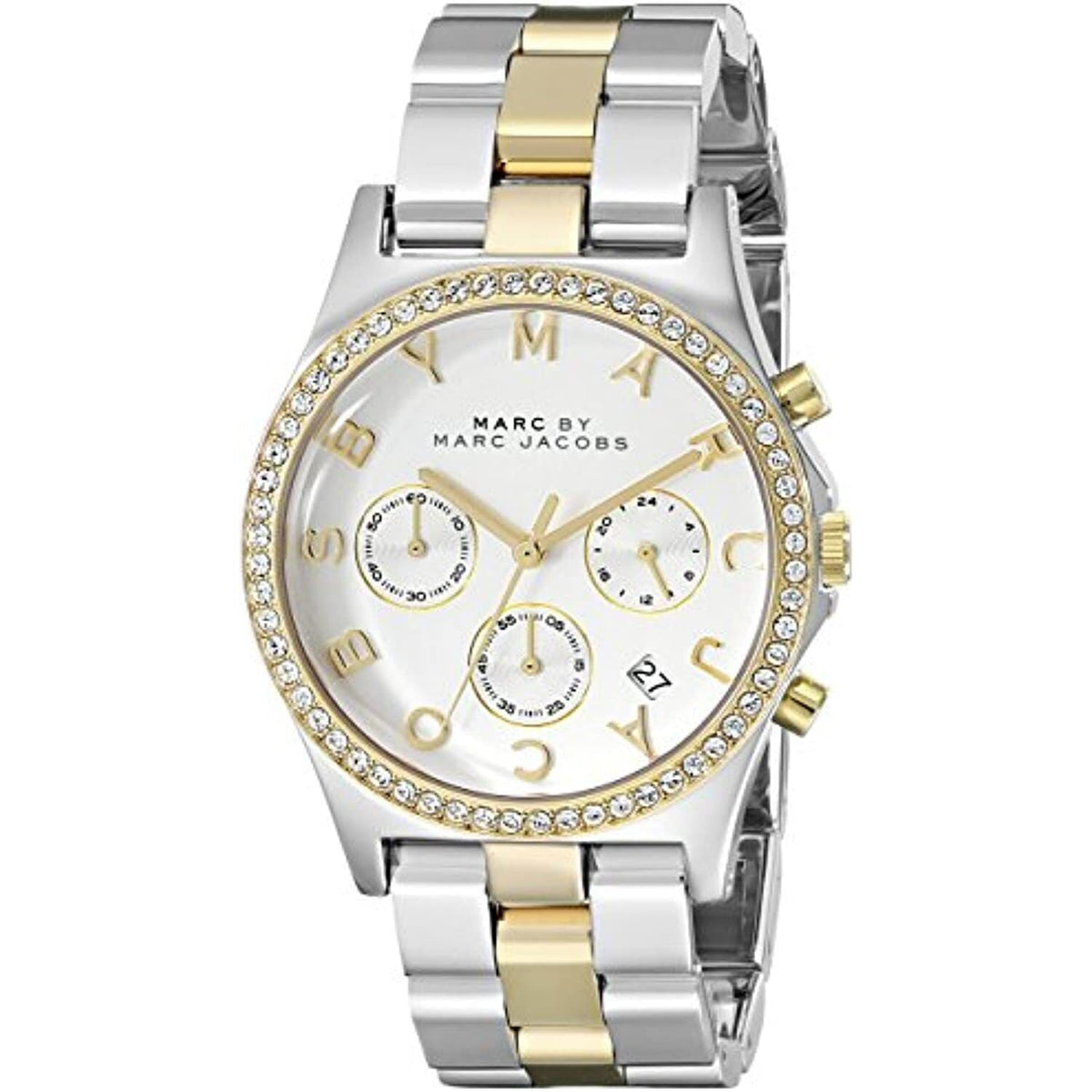 Marc Jacobs Henry Chronograph Silver Dial Two Tone Steel Strap Watch for Women - MBM3197