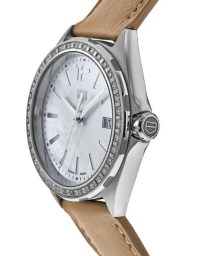 Tag Heuer Formula 1 Quartz Diamonds Mother of Pearl Dial Beige Leather Strap Watch for Women - WBJ131A.FC8254