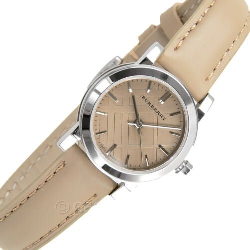 Burberry The City Beige Dial Beige Leather Strap Watch for Women - BU9207