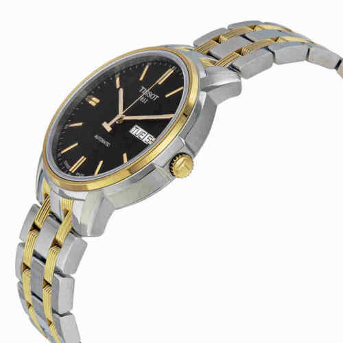 Tissot Automatics III Day Date Black Dial Two Tone Steel Strap Watch For Men - T065.430.22.051.00