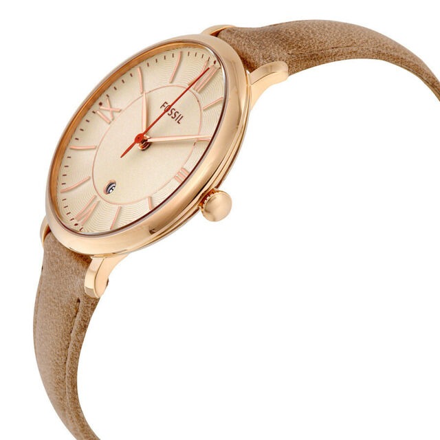 Fossil Jacqueline White Dial Brown Leather Strap Watch for Women - ES3487