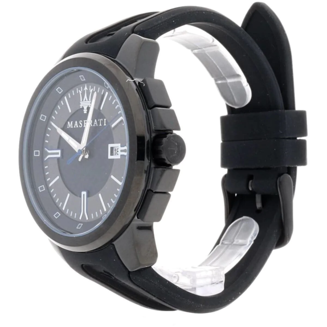 Maserati SFIDA Black Dial Black Rubber Strap Watch For Men - R8851123004
