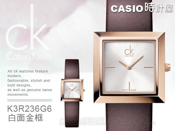 Calvin Klein Mark White Dial Brown Leather Strap Watch for Women - K3R236G6