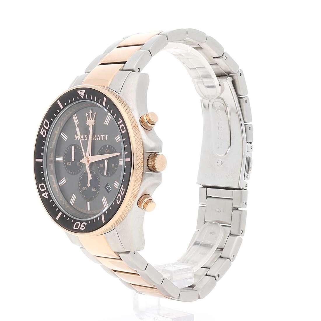 Maserati SFIDA Chronograph Black Dial Two Tone Steel Strap Watch For Men - R8873640002