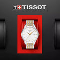Tissot T Classic Tradition White Dial Two Tone Mesh Bracelet Watch For Men - T063.610.22.037.00