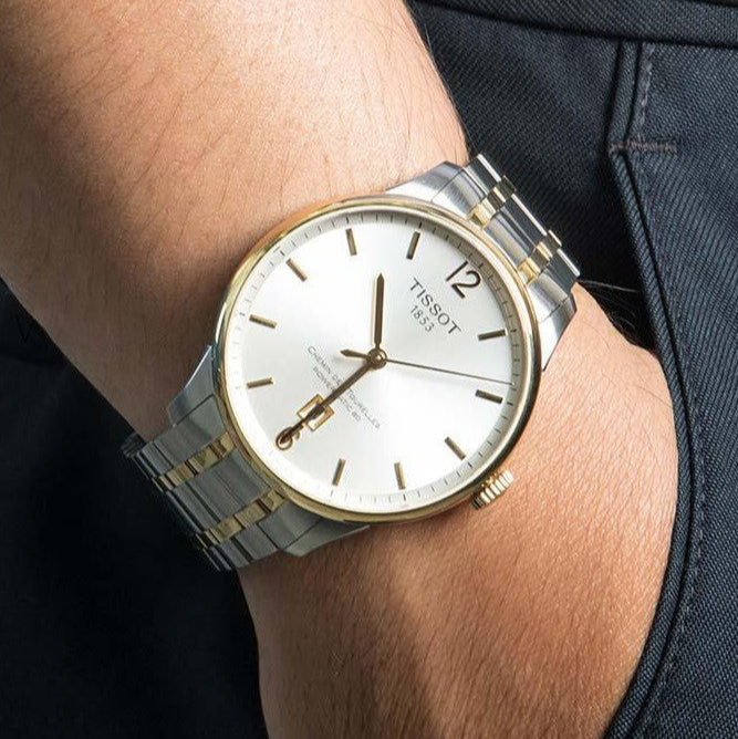 Tissot Chemin Des Tourelles Powermatic 80 Silver Dial Two Tone Steel Strap Watch For Men - T099.407.22.037.00