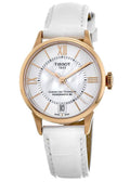 Tissot Chemin Des Tourelles Powermatic 80 Lady Silver Dial White Leather Strap Watch For Women - T099.207.36.118.00