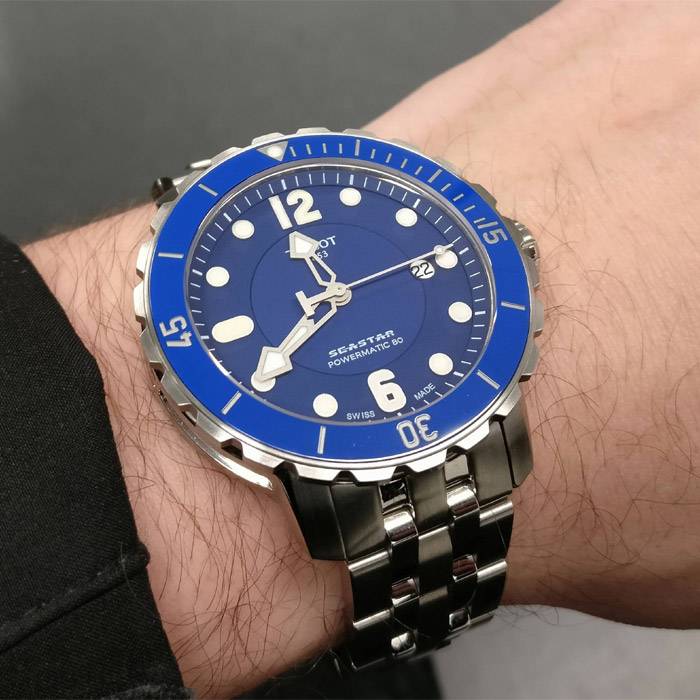 Tissot Seastar 1000 Powermatic 80 Blue Dial Silver Steel Strap Watch For Men - T120.407.11.041.00