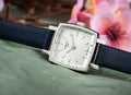 Tissot Lovely Square Silver Dial Blue Leather Strap Watch For Women - T058.109.16.031.00