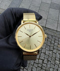 Tissot Everytime Lady Gold Dial Gold Mesh Bracelet Watch for Women - T143.210.33.021.00