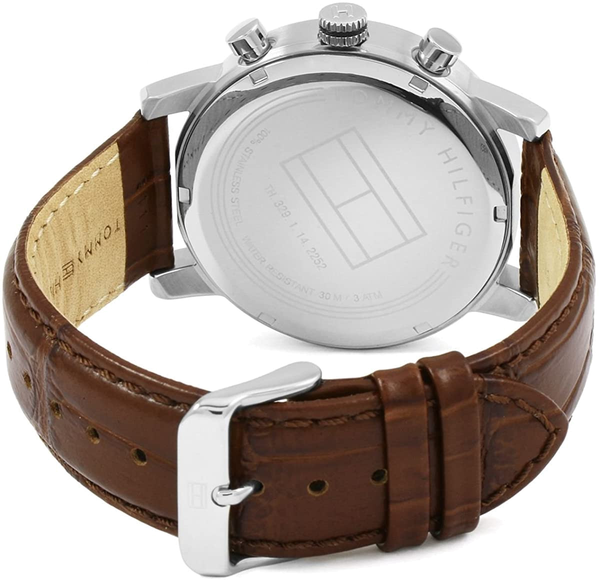 Tommy Hilfiger Kane Chronograph White Dial Brown Leather Strap Watch for Men - 1791400