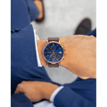 Tommy Hilfiger Daniel Blue Dial Brown Leather Strap Watch for Men - 1710418