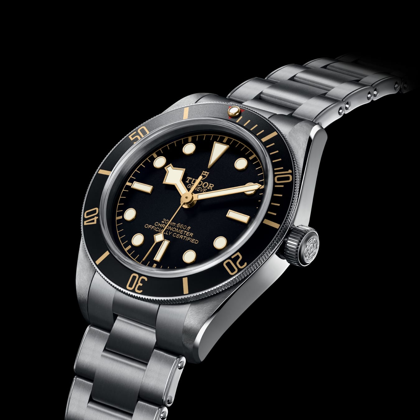 Tudor Black Bay Black Dial Silver Steel Strap Watch for Men - 79030N-0001