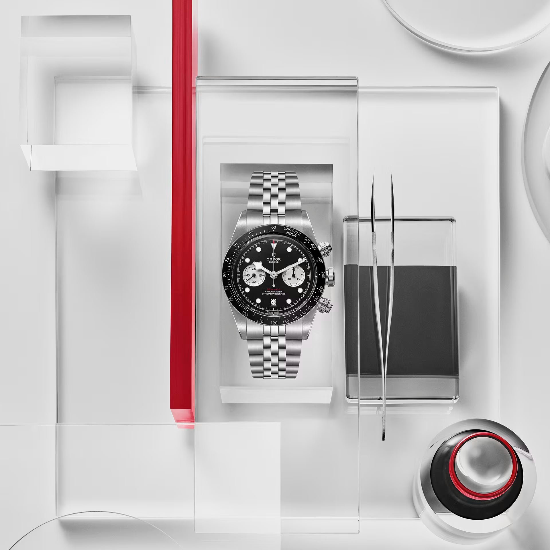 Tudor Black Bay Chrono Black Dial Silver Steel Strap Watch for Men - M79360N-0013