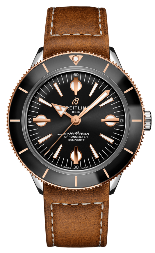 Breitling Superocean Heritage '57 Black Dial Brown Leather Strap Watch for Men - U10370121B1X1