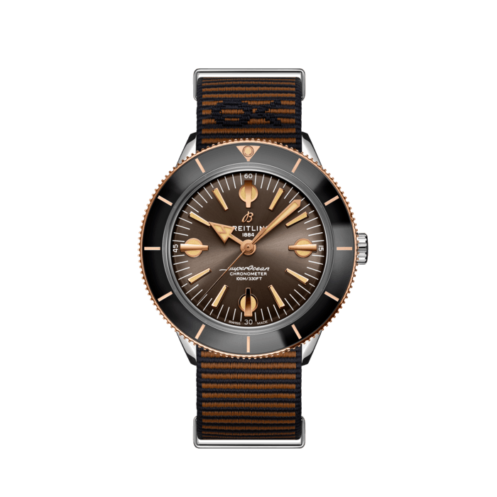 Breitling Superocean Heritage '57 Outerknown Limited Edition Brown Dial Brown NATO Strap Watch for Men - U103701A1Q1W1