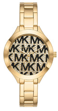 Michael Kors Slim Runway Crystals Gold Dial Gold Steel Strap Watch for Women - MK4659