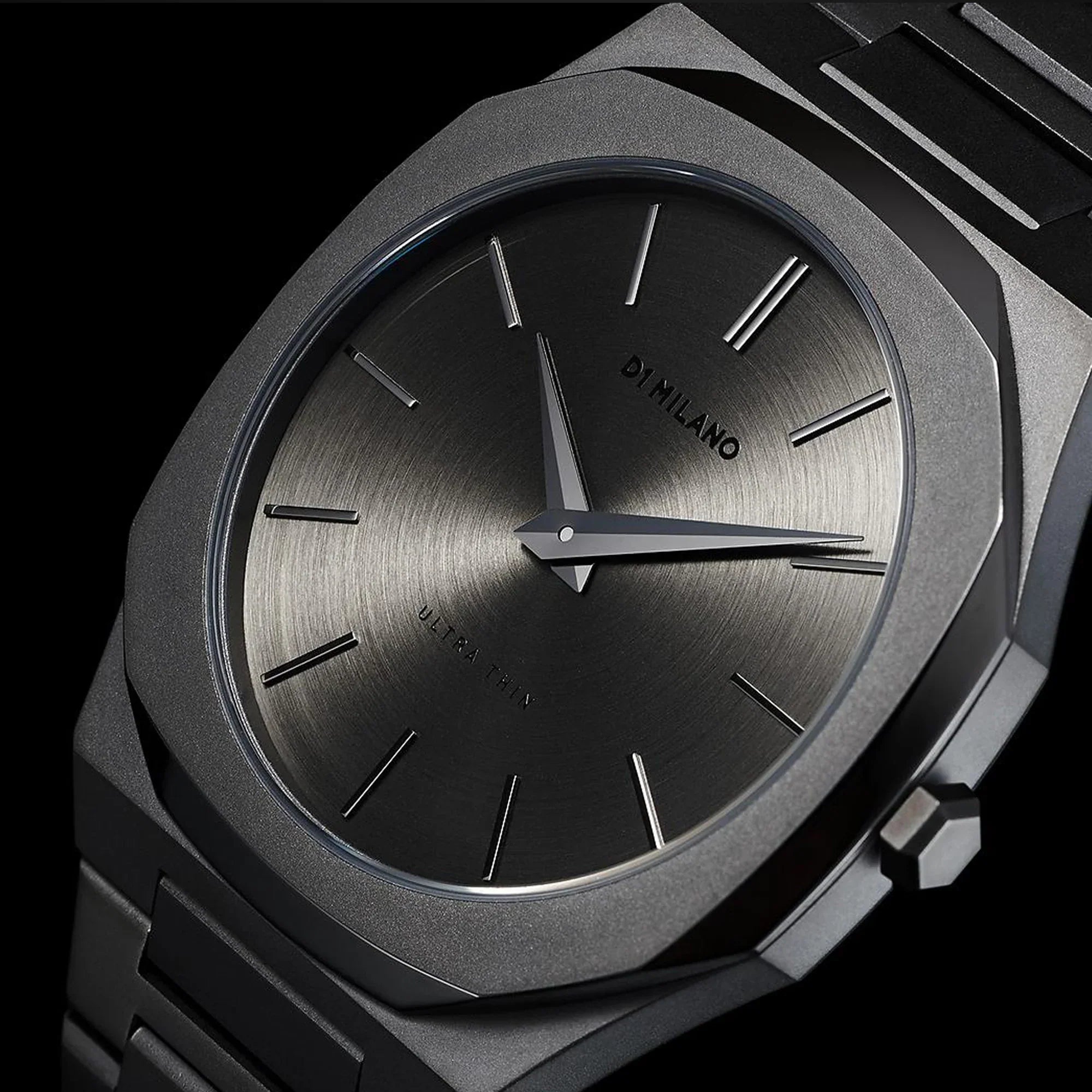 D1 Milano Ultra Thin Anthracite Gray Dial Gray Steel Strap Watch for Men - D1-UTBJ22
