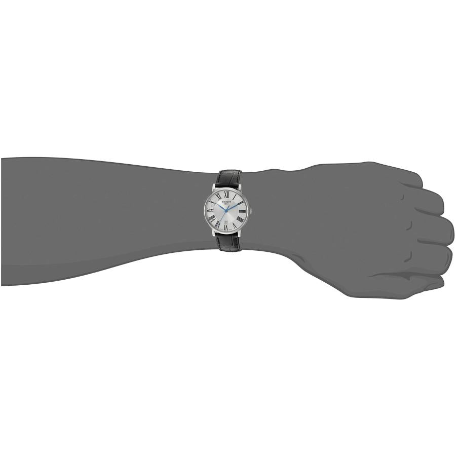 Tissot Carson Premium Silver Dial Black Leather Strap Watch For Men - T122.410.16.033.00