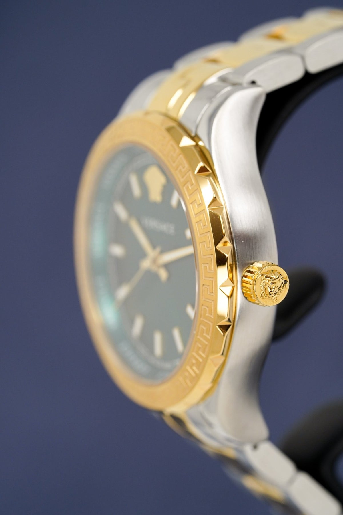 Versace Hellenyium Green Dial Two Tone Steel Strap Watch for Women - V12050015