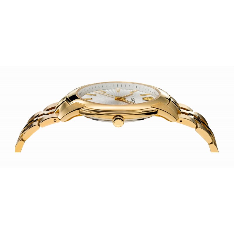Versace  V-Urban Quartz White Dial Gold Steel Strap Watch For Men - VELQ00719